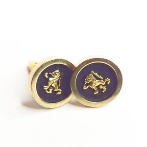 Vintage Swank Gold & Black Lion Crest Cufflinks